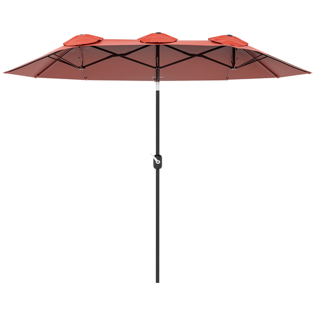 Patio Umbrella, Adjustable, Red, 295 x 152 cm, Polyester
