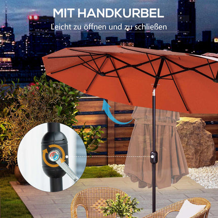 Patio Umbrella, Adjustable, Red, 295 x 152 cm, Polyester