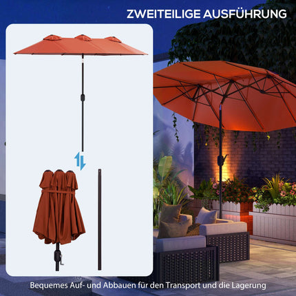 Patio Umbrella, Adjustable, Red, 295 x 152 cm, Polyester