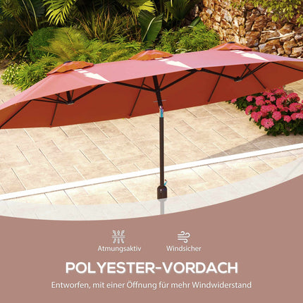 Patio Umbrella, Adjustable, Red, 295 x 152 cm, Polyester