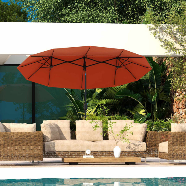 Patio Umbrella, Adjustable, Red, 295 x 152 cm, Polyester
