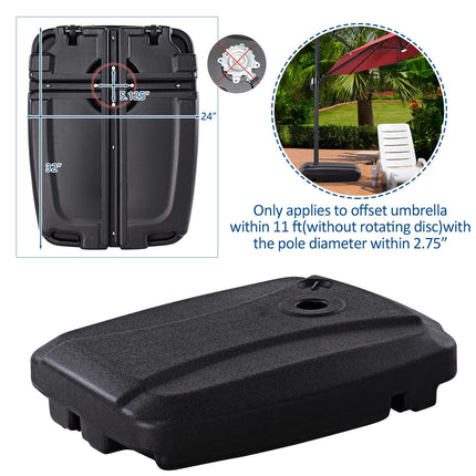 Patio Umbrella Base, 60L Water-Sand Fill, Wheeled