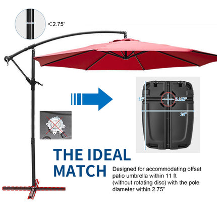 Patio Umbrella Base, 60L Water-Sand Fill, Wheeled