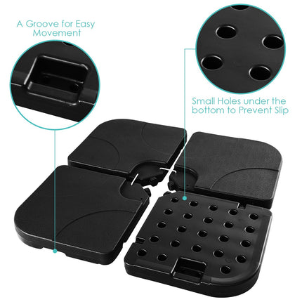Patio Umbrella Base, Fillable Water or Sand, HDPE Black