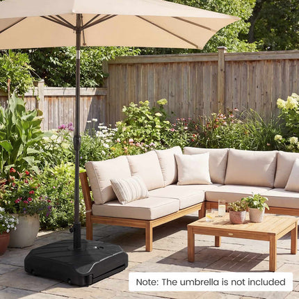 Patio Umbrella Base With Wheels, 211 lb Fillable, 1.5–1.9 in
