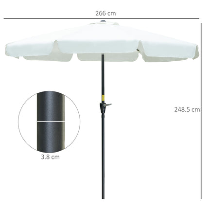 Patio umbrella, 2.66M, UV 50+ protection, 8 ribs, beige