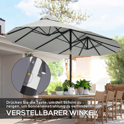 Patio Umbrella, Tiltable, Hand Crank, 295 x 152 cm, Cream