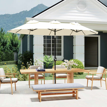 Patio Umbrella, Tiltable, Hand Crank, 295 x 152 cm, Cream