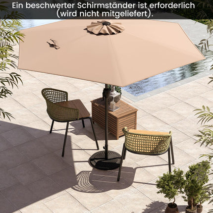 Patio Umbrella with Crank, Tilt Function, 230 cm, Beige