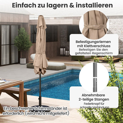 Patio Umbrella with Crank, Tilt Function, 230 cm, Beige