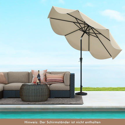 Patio Umbrella with Crank, Tilt, Ruffled Edges, Beige