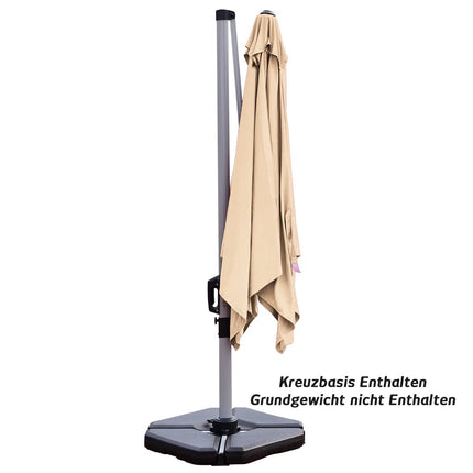 Patio Umbrella with Cross Base, Aluminum Pole, 360° Rotation