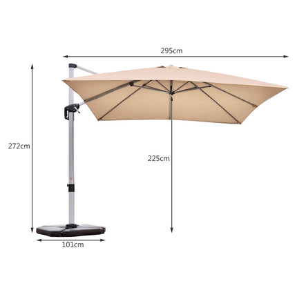 Patio Umbrella with Cross Base, Aluminum Pole, 360° Rotation