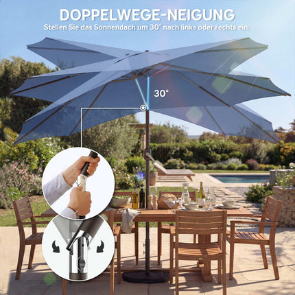 Patio Umbrella with Sandbag Weights, Dual Tilt, UV Protection