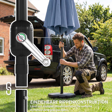 Patio Umbrella with Sandbag Weights, Dual Tilt, UV Protection