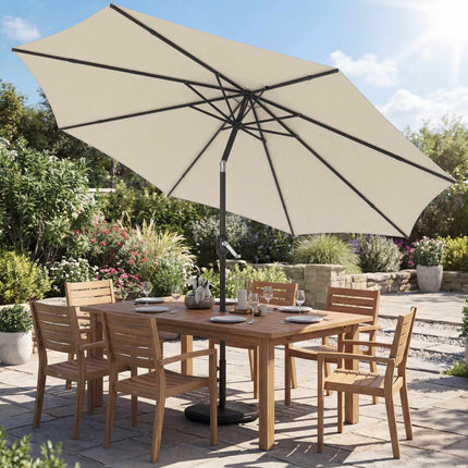 Patio Umbrella with Sandbag Weights, UV Protection, Cream