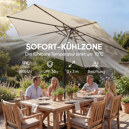 Patio Umbrella with Sandbag Weights, UV Protection, Cream