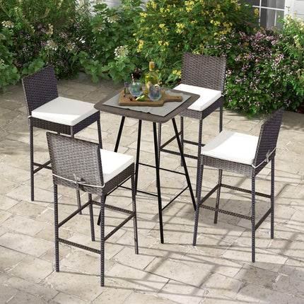 Patio Wicker Bar Stools, Cushioned, Set of 2, 30 Inch