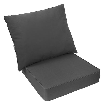 Patio cushion set with non-slip rope straps & thick seat cushion & back cushion grey