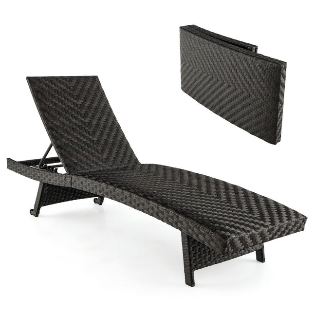 Patio deck chair rattan deck chair with 5-level adjustable backrest 195 x 61 x 38-97 cm mix brown