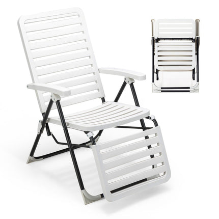 Patio deck chair with footrest Folding deck chair White