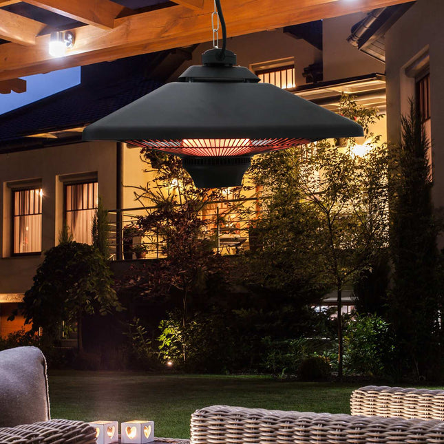 Patio ceiling heater with remote control & LED, 2000W, compact size