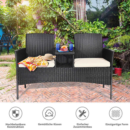 Patiobank slijtvaste tuinmeubelset 138 x 62 x 85 cm wit