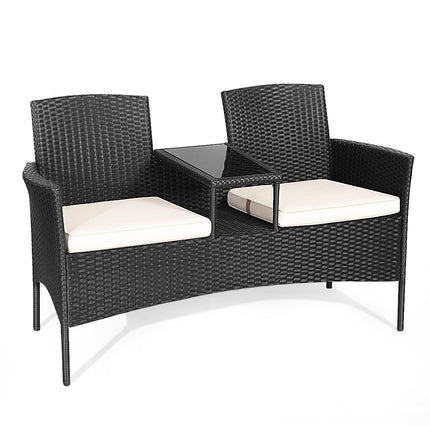 Patiobank slijtvaste tuinmeubelset 138 x 62 x 85 cm wit