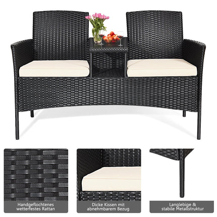 Patiobank slijtvaste tuinmeubelset 138 x 62 x 85 cm wit