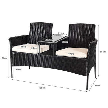 Patiobank slijtvaste tuinmeubelset 138 x 62 x 85 cm wit