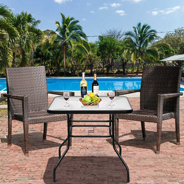 Patio table Rectangular coffee table with table top Bistro table Garden table Glass table Black
