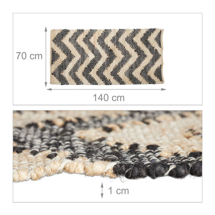 Patterned jute rug 70 x 140 cm