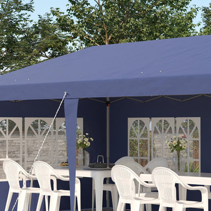 Paviljoen 2,95 x 5,85 m partytent, opvouwbaar paviljoen met UV-bescherming, pop-up paviljoen met ramen en zijwanden, tuintent van Oxford & staal, blauw