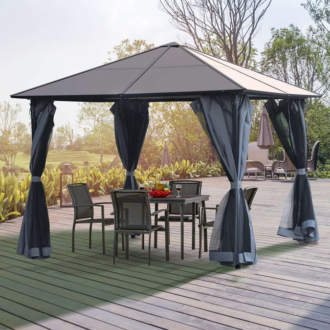 3x3M aluminum garden pavilion tent, dark grey, PC roof