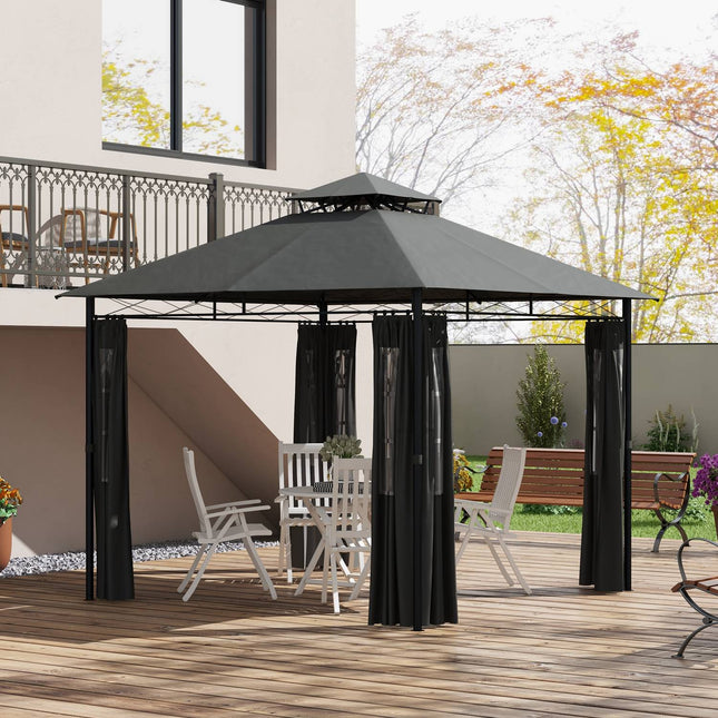 Garden pavilion tent, approx. 3x3m, dark grey, weatherproof