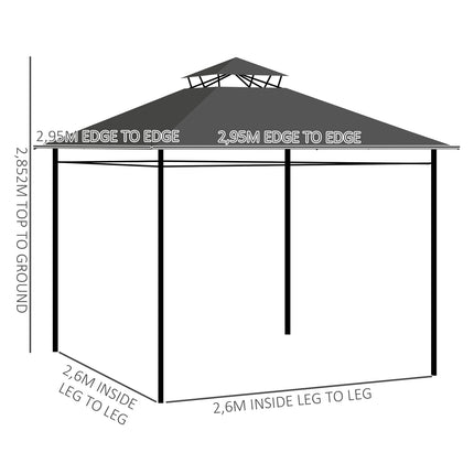Garden pavilion tent, approx. 3x3m, dark grey, weatherproof