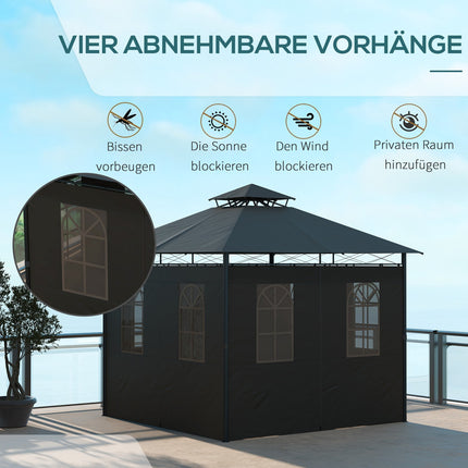Garden pavilion tent, approx. 3x3m, dark grey, weatherproof