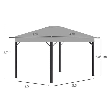 Garden marquee tent – 4x3m, grey, aluminum frame