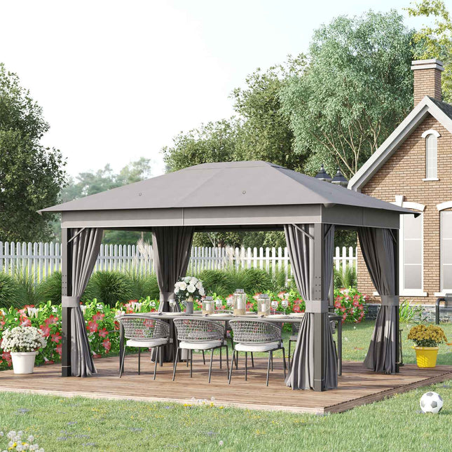 Garden marquee tent – 4x3m, grey, aluminum frame