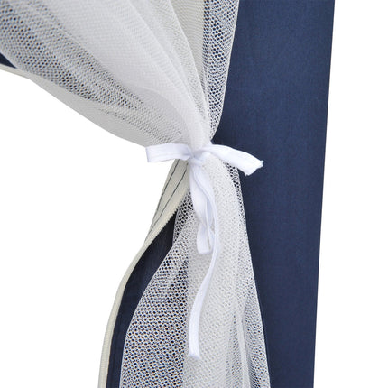 Hexagonal garden pavilion with mosquito net - blue, 195x250x250 cm