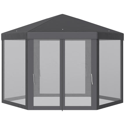 Hexagonal garden pavilion tent with mosquito net - Grey