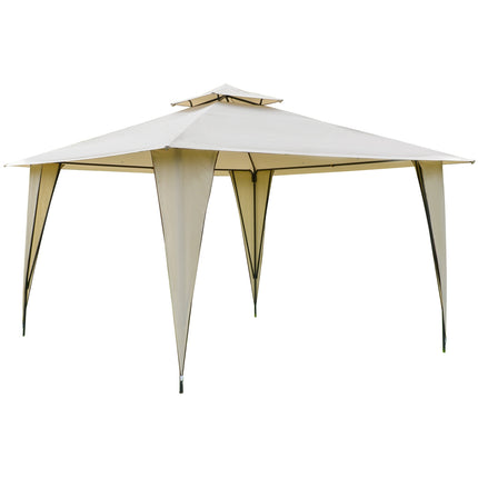 Beige metal polyester pavilion tent, double roof 3.45m
