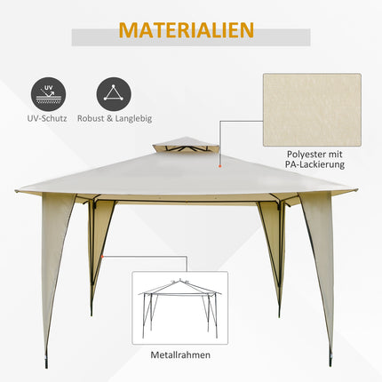 Beige metal polyester pavilion tent, double roof 3.45m