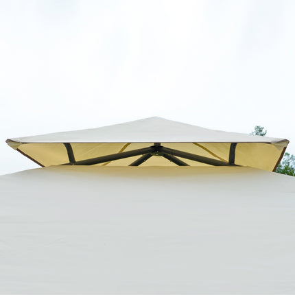 Beige metal polyester pavilion tent, double roof 3.45m