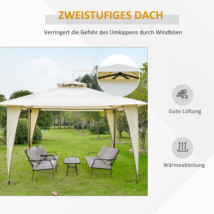 Beige metal polyester pavilion tent, double roof 3.45m