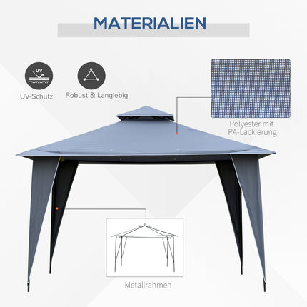 Gray metal Pavilion Party tent 3.45x3.45x2.68M Polyester
