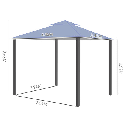 Gray metal Pavilion Party tent 3.45x3.45x2.68M Polyester