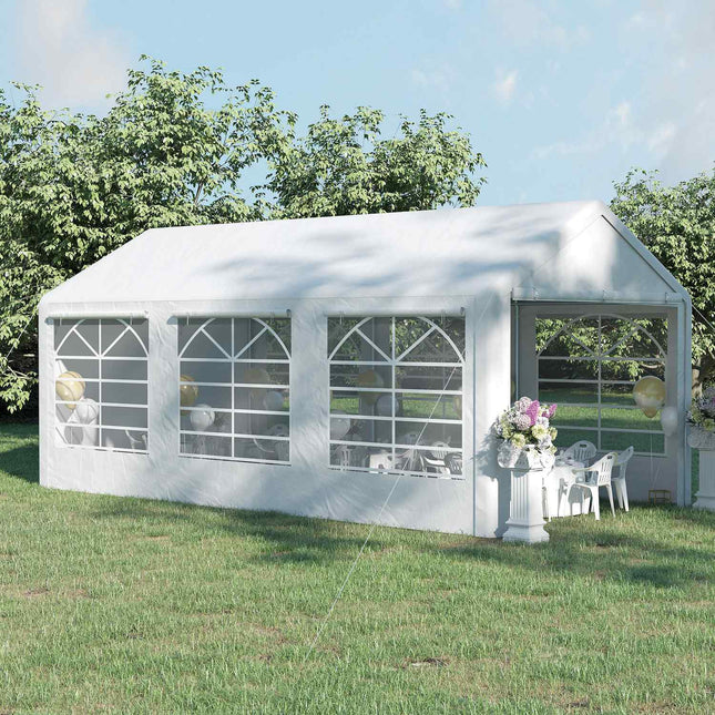 White pavilion party tent, 3x6m, with 4 side walls