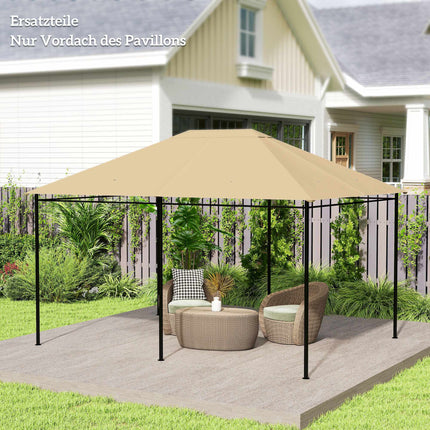 Pavilion Replacement Canopy, Weather-Resistant, 397x297 cm, Khaki