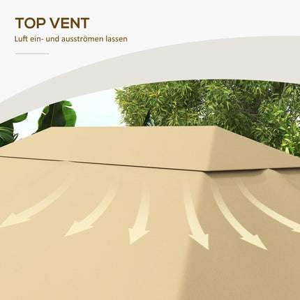 Pavilion Replacement Canopy, Weather-Resistant, 397x297 cm, Khaki